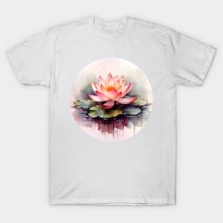 Beautiful Watercolor Lotus Flower Pond T-Shirt